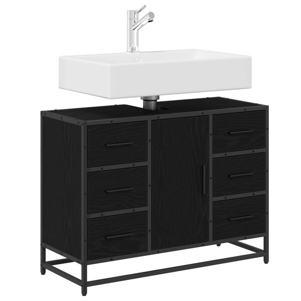 vidaXL Cabinet de salle de bain avec tiroir Ch&ecirc;ne noir 80 x 33 x 60 cm