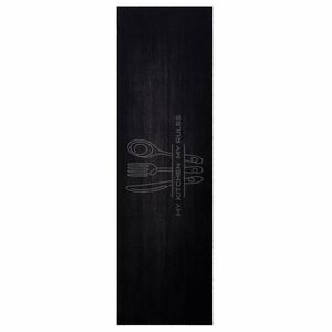 vidaXL Tapis de Cuisine Cutlery Noir 150 x 45 cm Velours