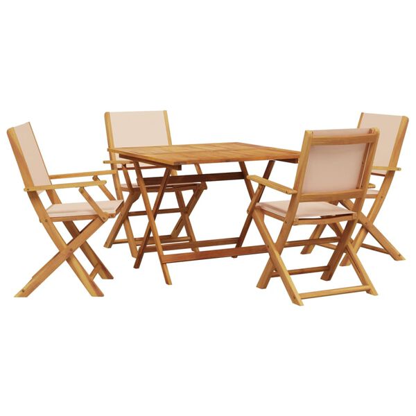 vidaXL Ensemble &agrave; manger de jardin 5 pcs beige tissu et bois massif