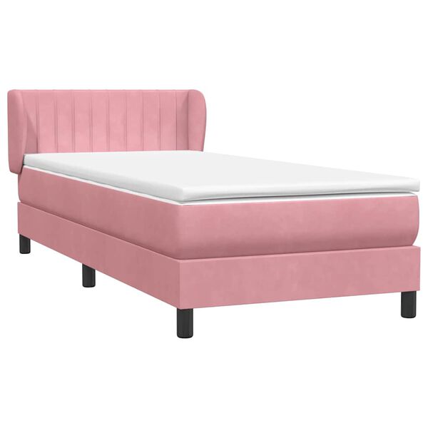 vidaXL Sommier &agrave; lattes de lit avec matelas rose 100x220 cm velours