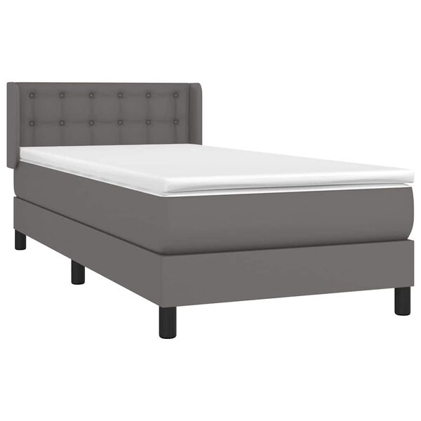 vidaXL Sommier &agrave; lattes de lit avec matelas Gris 80x200 cm Similicuir