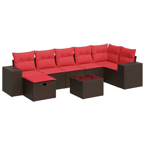vidaXL Salon de jardin 8 pcs avec coussins marron r&eacute;sine tress&eacute;e