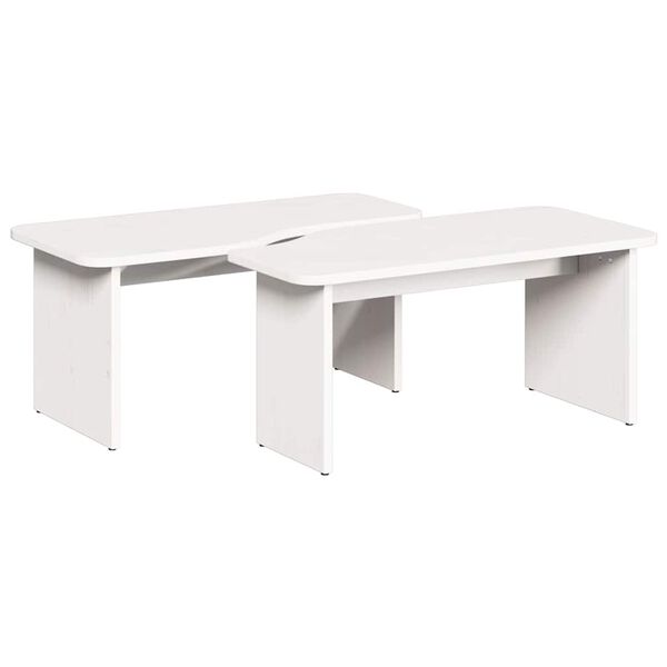 vidaXL Table basse 2 pcs Blanc Bois massif en pin