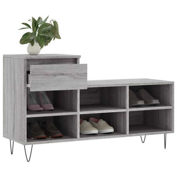 vidaXL Armoire &agrave; chaussures Sonoma gris 102x36x60 cm Bois d'ing&eacute;nierie