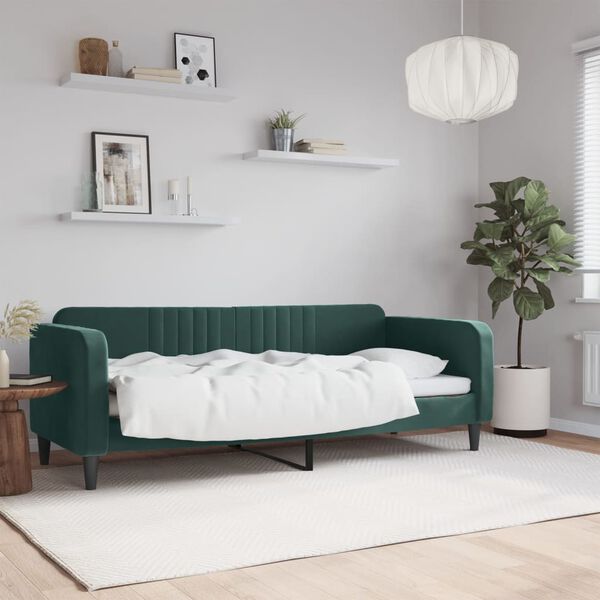 vidaXL Lit de repos sans matelas vert fonc&eacute; 80x200 cm velours