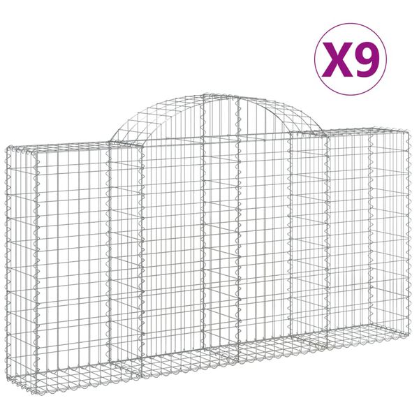 vidaXL Paniers &agrave; gabions arqu&eacute;s 9 pcs 200x30x100/120 cm Fer galvanis&eacute;