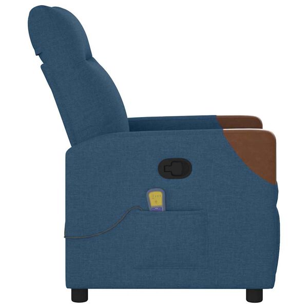 vidaXL Fauteuil inclinable de massage Bleu Tissu