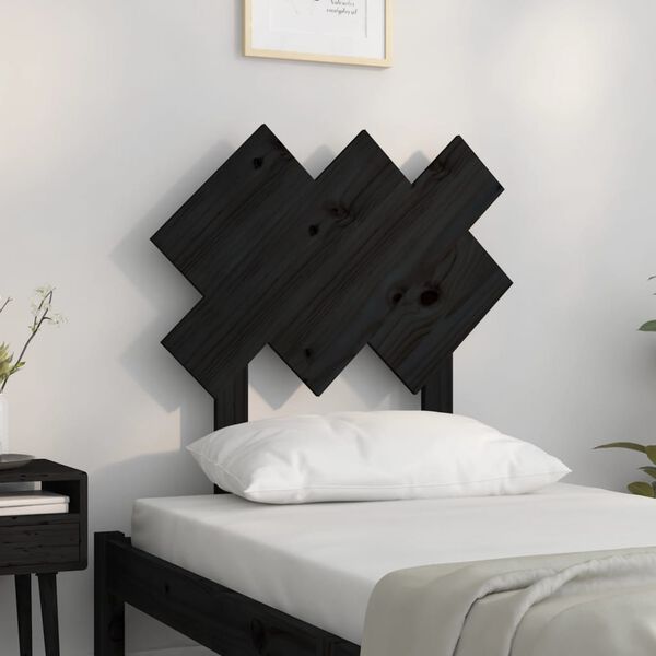 vidaXL T&ecirc;te de lit Noir 72,5x3x81 cm Bois massif de pin