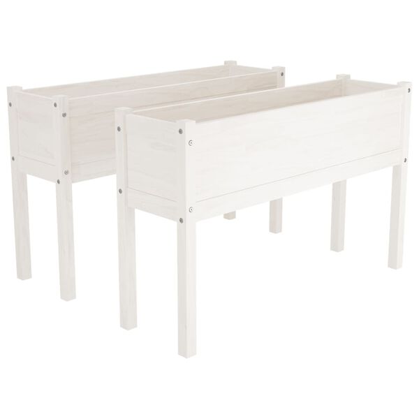 vidaXL Jardinières d'extérieur 2 pcs Blanc 110x31x70 cm Bois de pin
