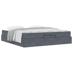 vidaXL Cadre de lit avec matelas avec matelas 2 pcs Gris Fonc&eacute; Velours