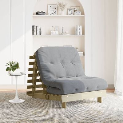 vidaXL Canapé-lit futon avec matelas 90x206x11 cm bois de pin imprégné