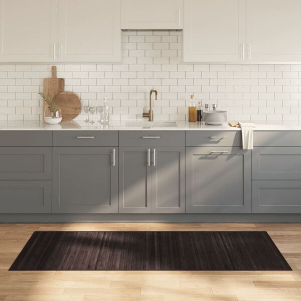 vidaXL Tapis rectangulaire marron fonc&eacute; 80x200 cm bambou