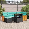 vidaXL Salon de jardin avec coussins 7pcs marron r&eacute;sine tress&eacute;e acacia