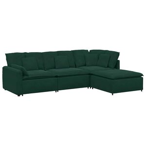 vidaXL Canap&eacute; modulaire et repose-pieds et coussins velours gris fonc&eacute;