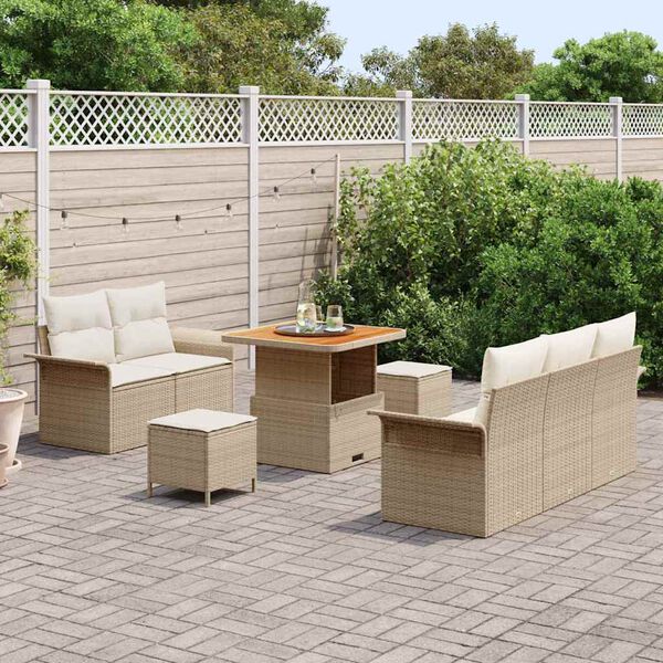 vidaXL Ensemble de canap&eacute; de jardin 8 pcs Beige polyrotin