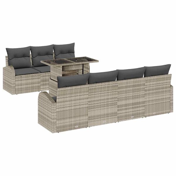 vidaXL Ensemble de canap&eacute; de jardin 8 pcs Gris clair Poly Rattan