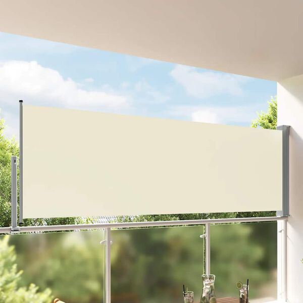 vidaXL Auvent lat&eacute;ral r&eacute;tractable de patio 120 x 300 cm Blanc cass&eacute;