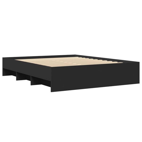 vidaXL Cadre de lit sans matelas noir 160x200 cm bois d'ing&eacute;nierie