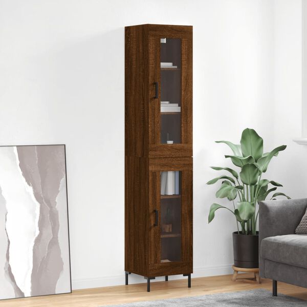 vidaXL Buffet haut Ch&ecirc;ne marron 34,5x34x180 cm Bois d'ing&eacute;nierie