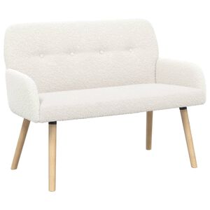 vidaXL Canap&eacute; 2 places avec pieds en bois massif Cr&egrave;me Boucl&eacute;