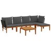 vidaXL 6 pc Bois d'acacia massif et corde Naturel