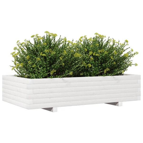 vidaXL Jardini&egrave;re blanc 110x60x26,5 cm bois de pin massif