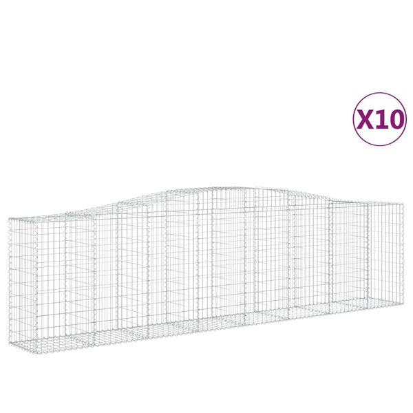 vidaXL Paniers à gabions arqués 10 pcs 400x50x100/120 cm Fer galvanisé