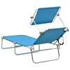 vidaXL Chaise longue pliable avec auvent acier turquoise et bleu