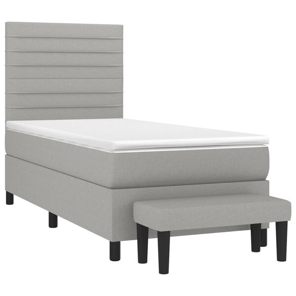vidaXL Sommier &agrave; lattes de lit et matelas Gris clair 90x190 cm Tissu