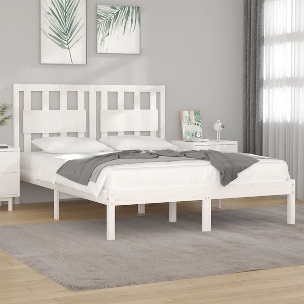 vidaXL Cadre de lit sans matelas blanc bois de pin massif 160x200 cm