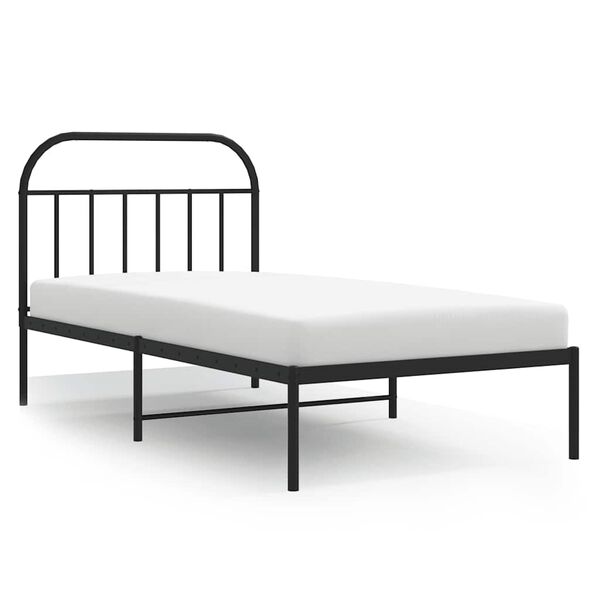 vidaXL Cadre de lit métal sans matelas avec tête de lit noir 100x190cm