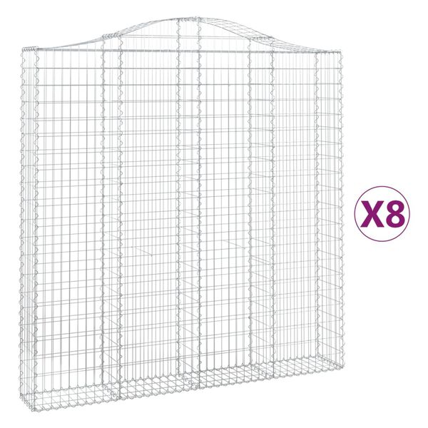 vidaXL Paniers &agrave; gabions arqu&eacute;s 8 pcs 200x30x200/220 cm fer galvanis&eacute;