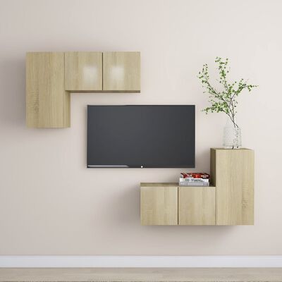 vidaXL Ensemble de meubles TV 4 pcs Chêne sonoma Bois d'ingénierie