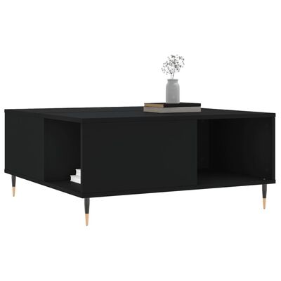 vidaXL Table basse noir 80x80x36,5 cm bois d'ingénierie