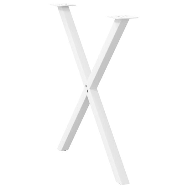 vidaXL Pieds de table &agrave; manger en forme de X, 2 pi&egrave;ces, blanc, 80 x (72-73) cm, acier