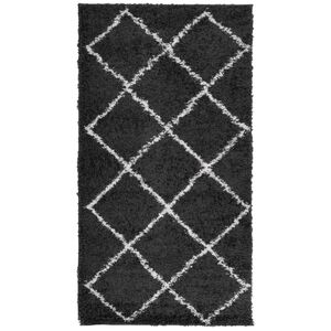 vidaXL Tapis shaggy &agrave; poils longs moderne noir et cr&egrave;me 60x110 cm