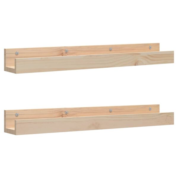 vidaXL &Eacute;tag&egrave;res murales 2 pcs 80x12x9 cm Bois de pin massif