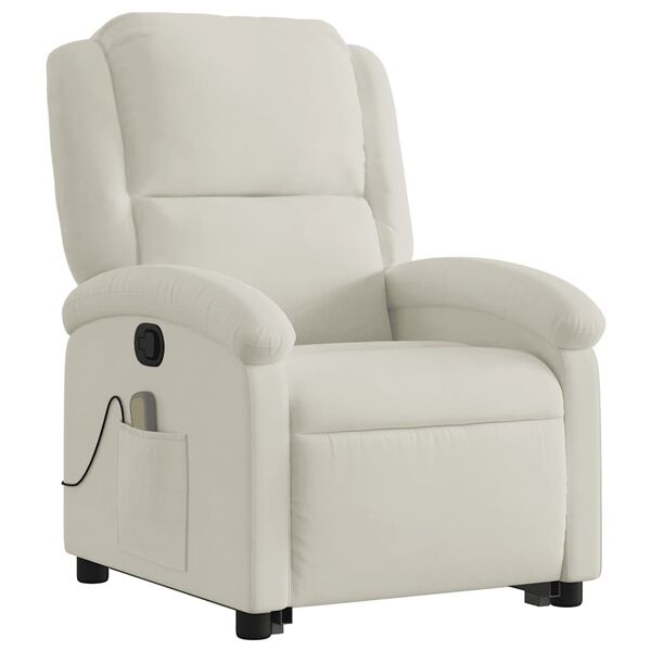 vidaXL Fauteuil de massage inclinable Cr&egrave;me Velours