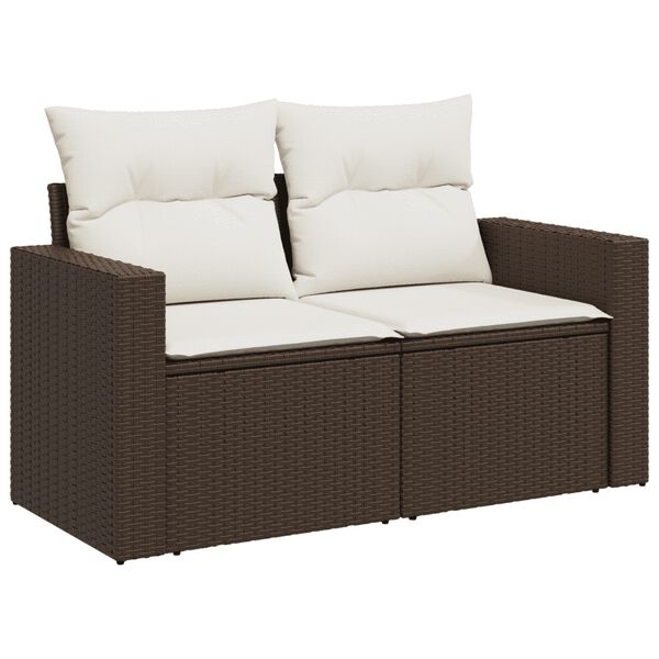 vidaXL Salon de jardin 4 pcs avec coussins marron r&eacute;sine tress&eacute;e