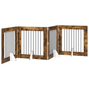 vidaXL Porte de chien pliable avec supports 4 pc Ch&ecirc;ne fum&eacute; 321 cm