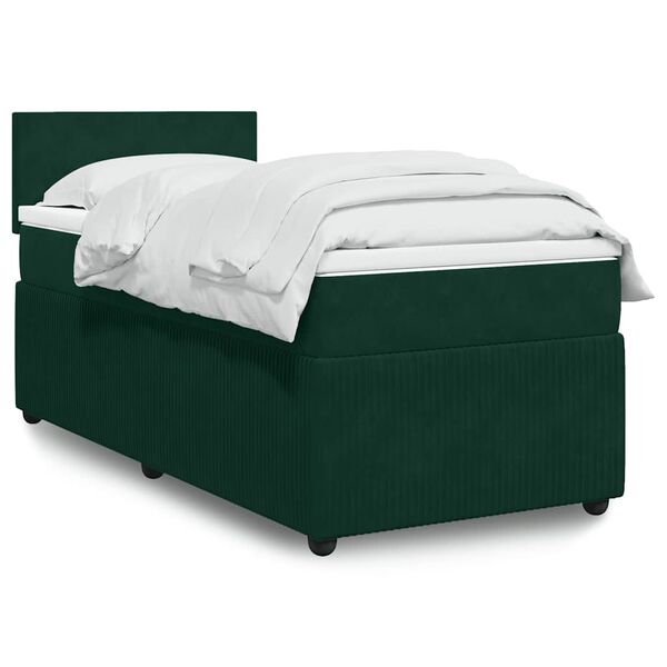 vidaXL Sommier &agrave; lattes de lit et matelas Vert fonc&eacute; 80x200 cm Velours