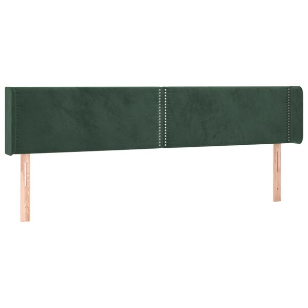 vidaXL T&ecirc;te de lit avec oreilles Vert fonc&eacute; 163x16x78/88 cm Velours