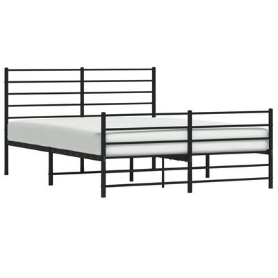 vidaXL Cadre de lit métal sans matelas avec pied de lit noir 140x190cm