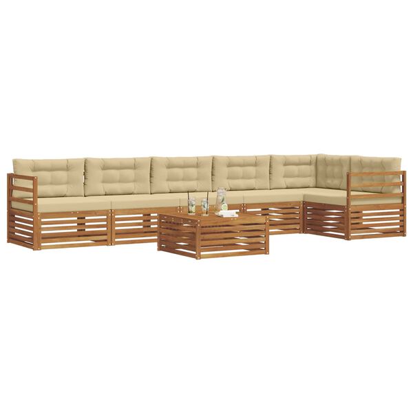 vidaXL Ensemble de canap&eacute;s d'ext&eacute;rieur 7 pcs Naturel et Beige