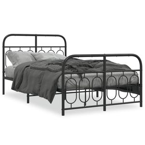 vidaXL Cadre de lit m&eacute;tal sans matelas avec pied de lit noir 120x200cm