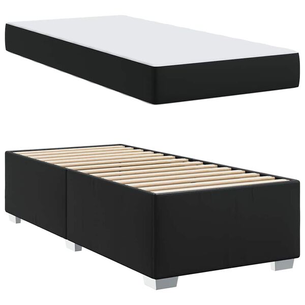vidaXL Cadre de lit avec matelas Noir 90 x 200 cm tissu