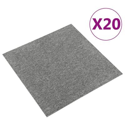 vidaXL Dalles de tapis de sol 20 pcs 5 m² 50x50 cm Gris