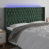 vidaXL T&ecirc;te de lit &agrave; LED Vert fonc&eacute; 203x16x118/128 cm Velours