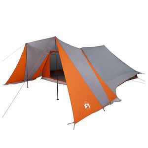 vidaXL Tente Tipi 12 personne Gris et orange taffetas