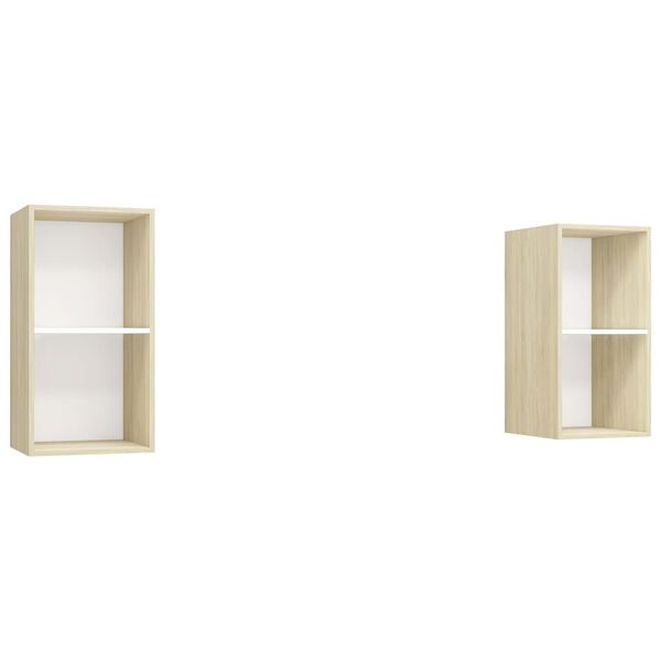 vidaXL Meubles TV muraux 2 pcs Blanc et chêne sonoma Bois d'ingénierie